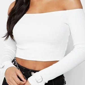 Maniere De Voir Ribbed Bardot Top